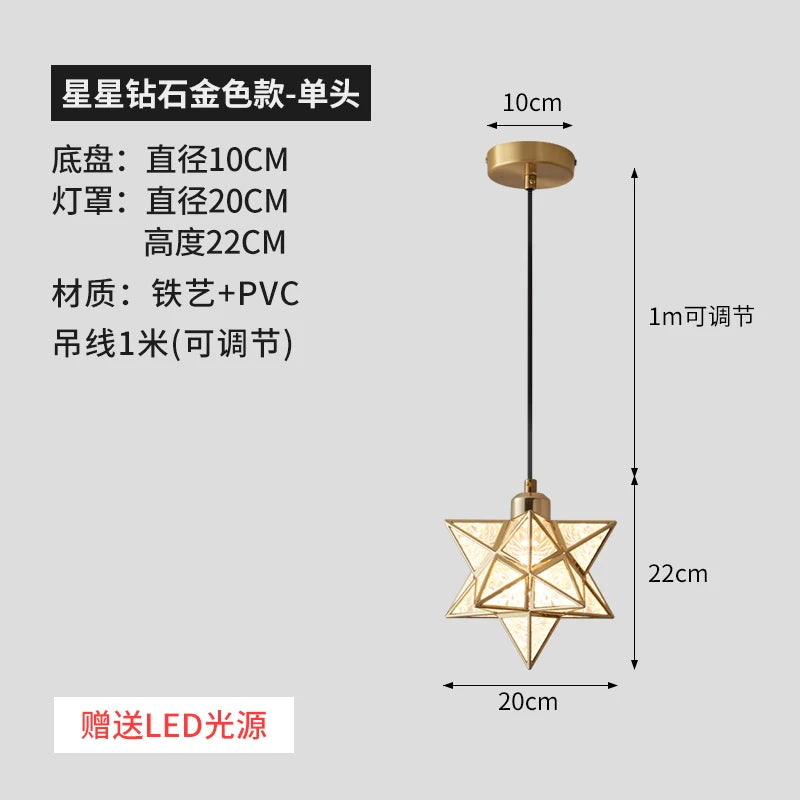 Lamps for Living Room Decor Five-pointed chandelier Modern Balcony Corridor Porch Fashion Network Red Star Ceiling Light