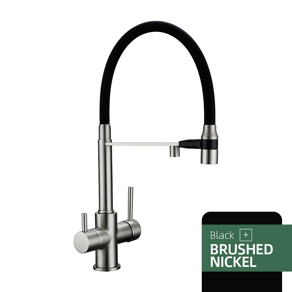 Gunmetal Kitchen Faucet Brass 3 Ways Sink Mixer Black Hose Mount Pull Out Dual Spray Nozzle Water Kitchen Taps