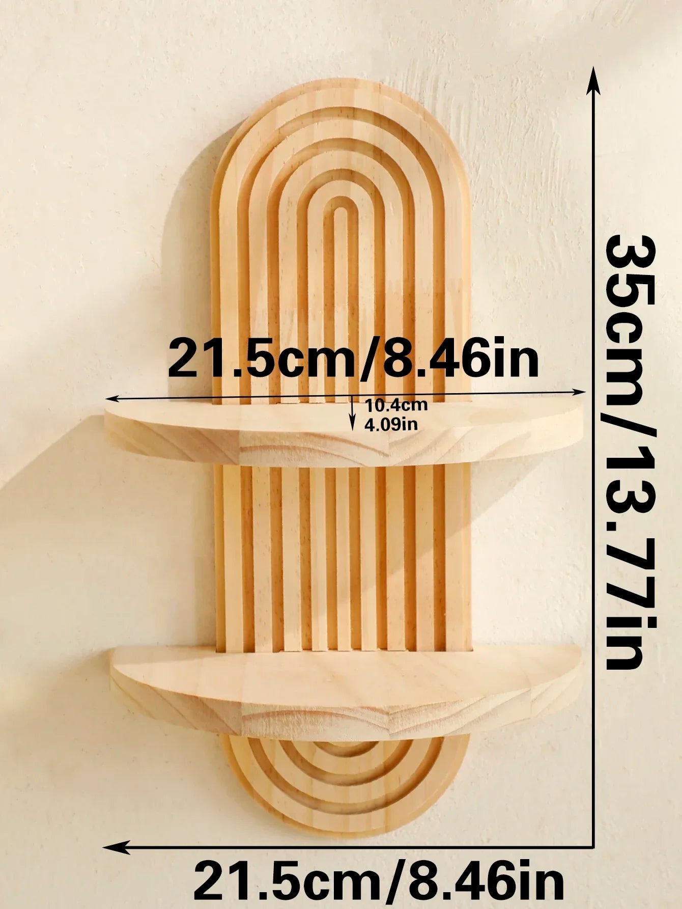 Wooden Wall Mounted Storage Rack Boho Style Display Shelves Modern Home Decor for Living Room, Bathroom Decoration