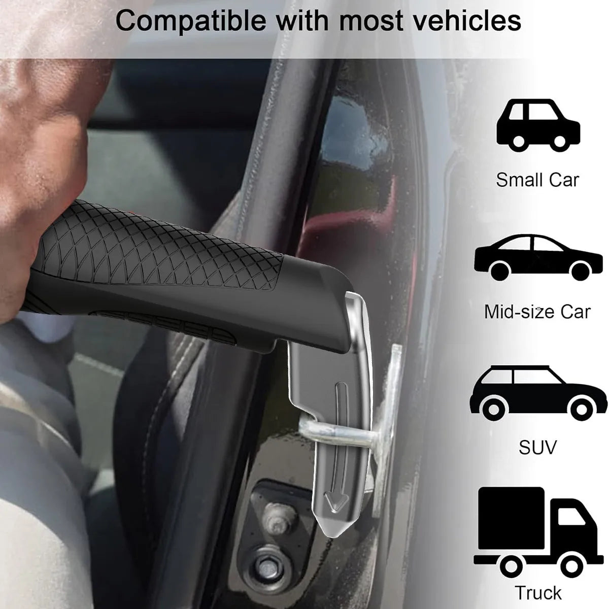1 Portable Vehicle Support Handle, Aluminium Door Assist, Window Breaker, Polished Finish, Ideal for Elderly and Gift Giving