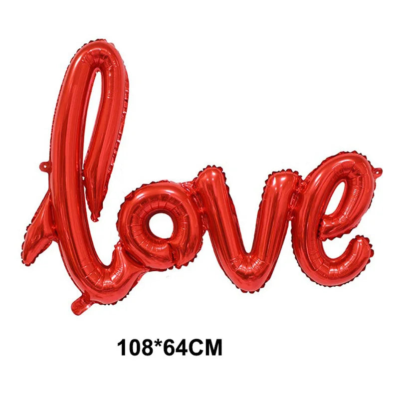 Valentine's Day I Love You Roses Red Lips Aluminum Foil Balloons Set Decoration For Couple Theme Festival Decoration Supplies