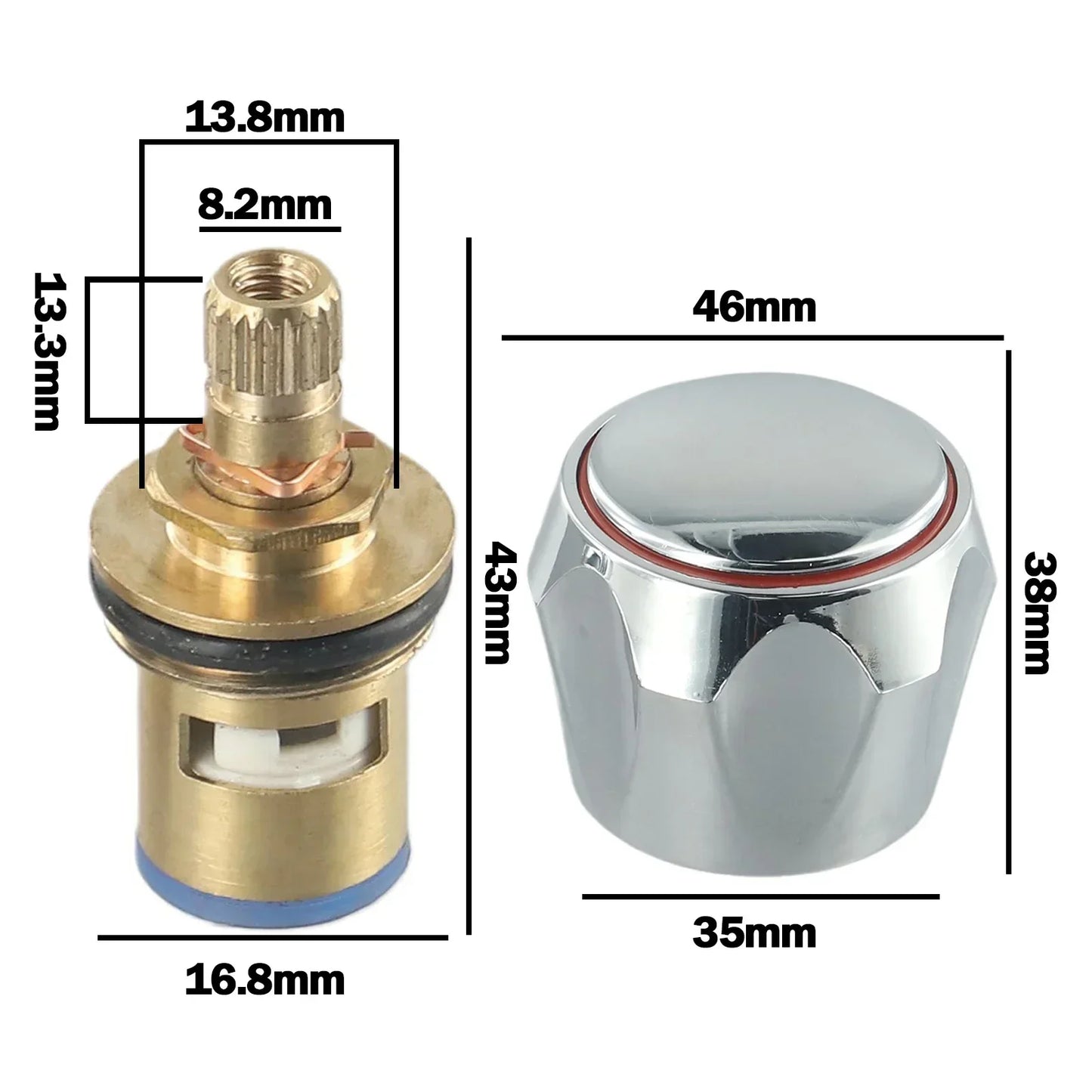 2 Pcs Hot Cold Faucet Tap Handle Knob Copper Valve Tap Heads Thread Basin Sink Washer Replacement For Bathroom Kitchen Taps