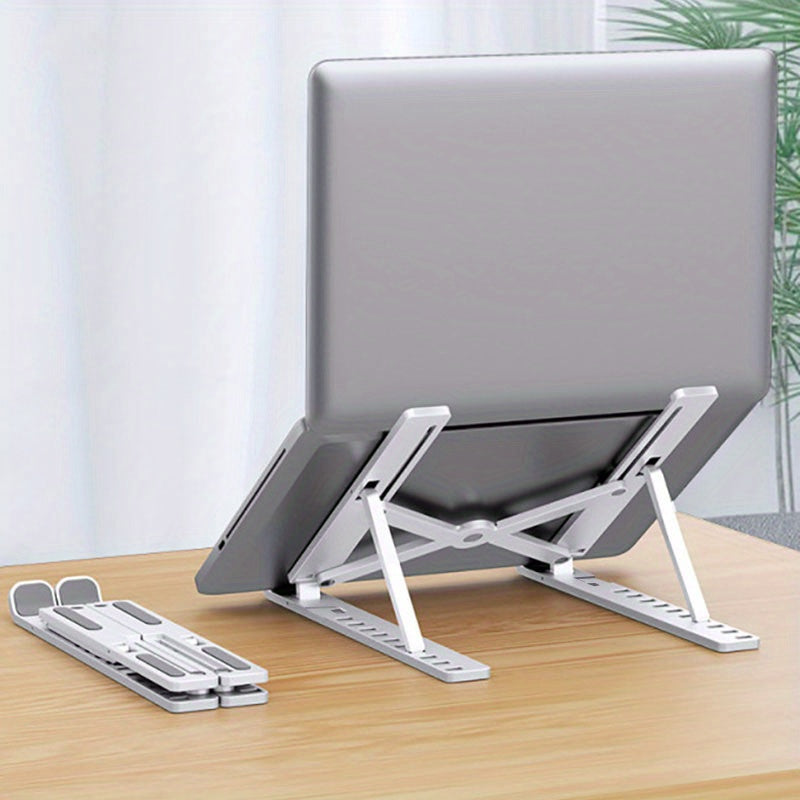Ten Levels Adjustable Laptop Stand Single Fork Folding Lift Cooling Base Desktop Tablet Portable Bracket Compatible With All Notebook ABS Material
