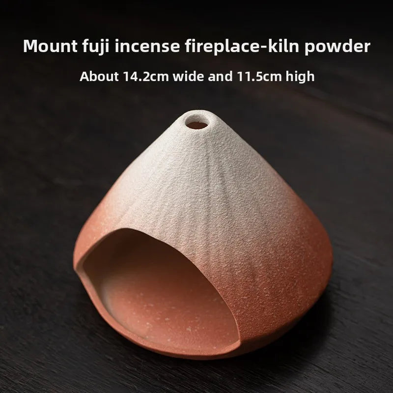 Mount Fuji Incense Fireplace, Cedar Sage Incense Burner Peruvian Sacred Wood Large Kiln Ceramic Incense Burner