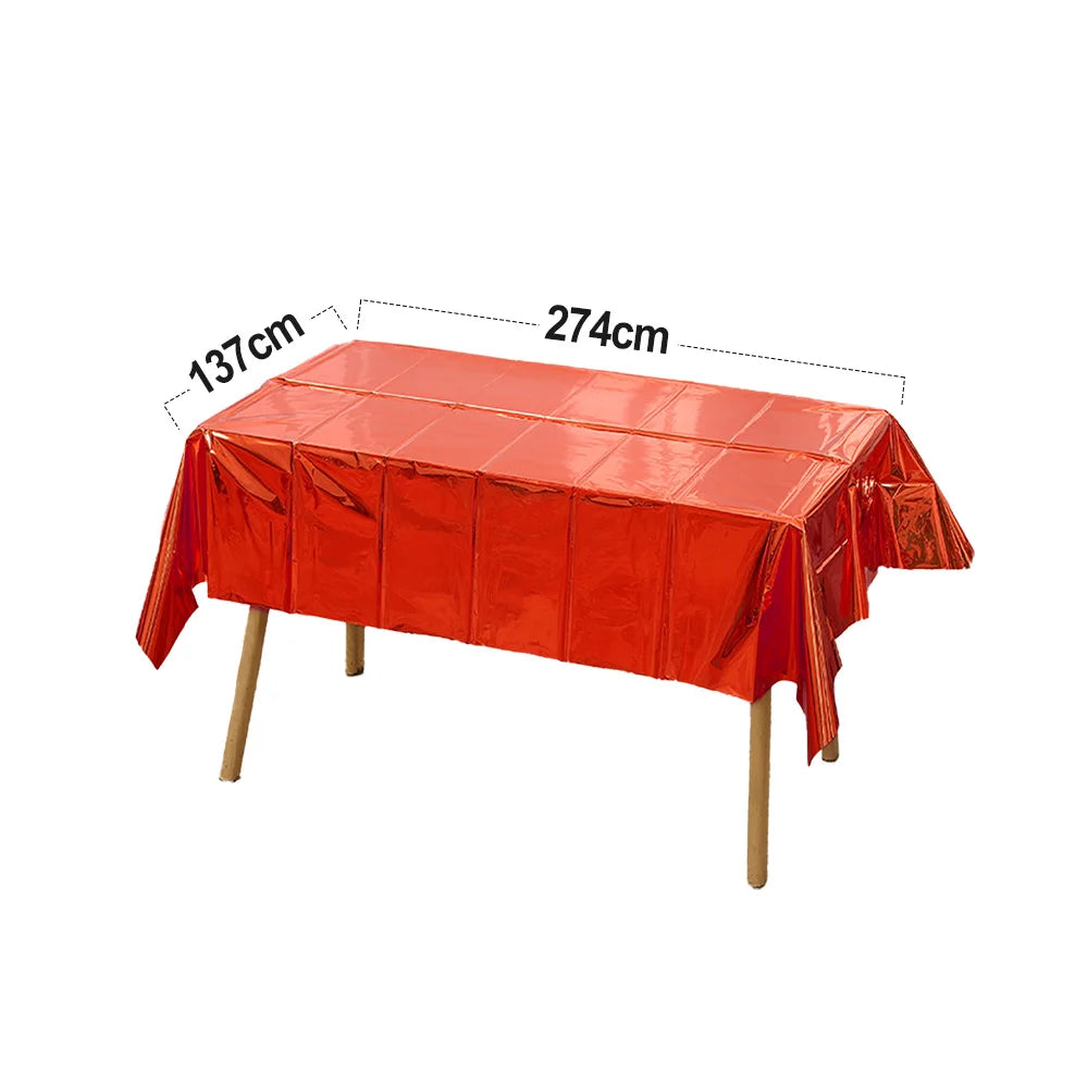 137*274CM Christmas Gold Aluminium Tablecloth Valentine's Day Halloween Graduation Thanksgiving