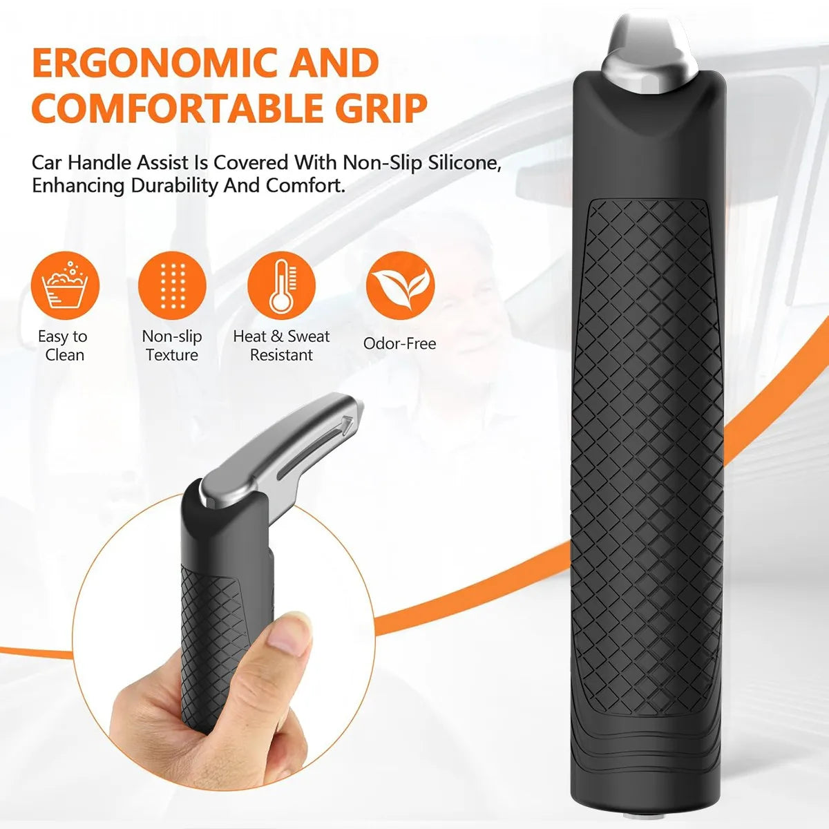 1 Portable Vehicle Support Handle, Aluminium Door Assist, Window Breaker, Polished Finish, Ideal for Elderly and Gift Giving