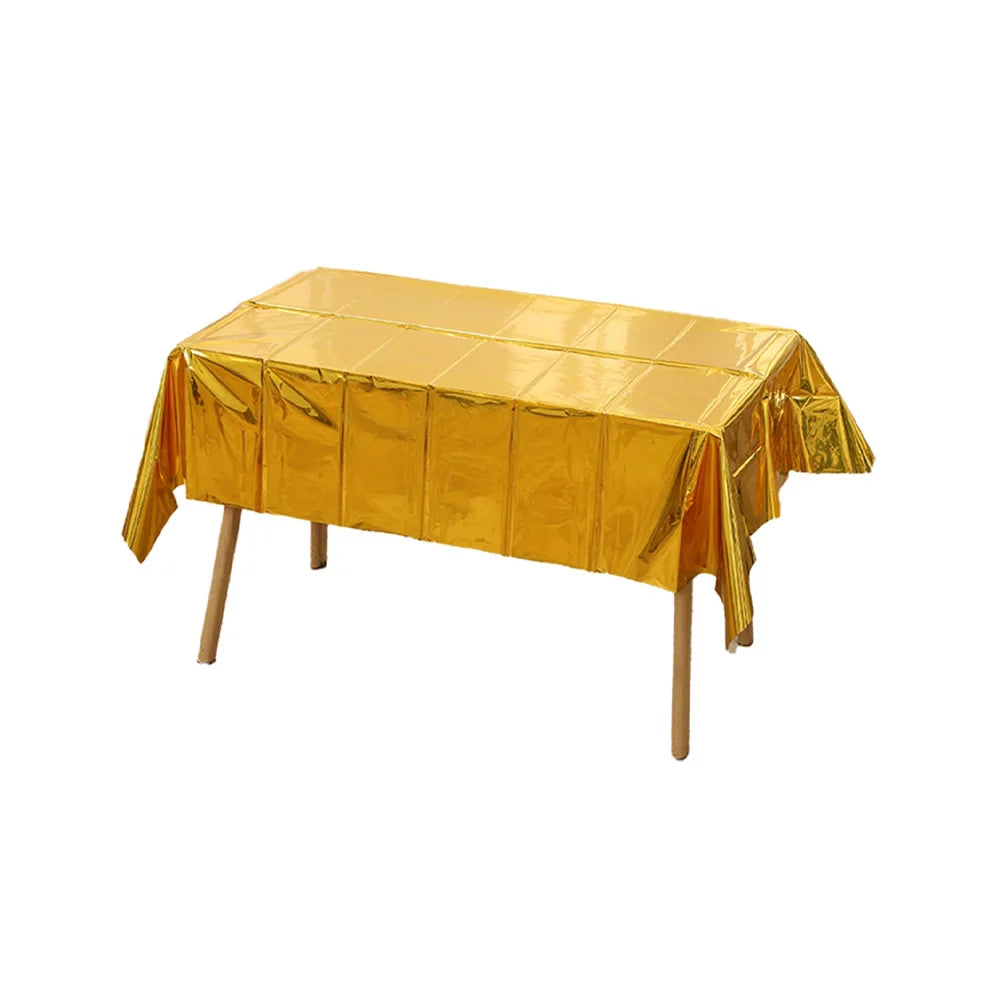 137*274CM Christmas Gold Aluminium Tablecloth Valentine's Day Halloween Graduation Thanksgiving