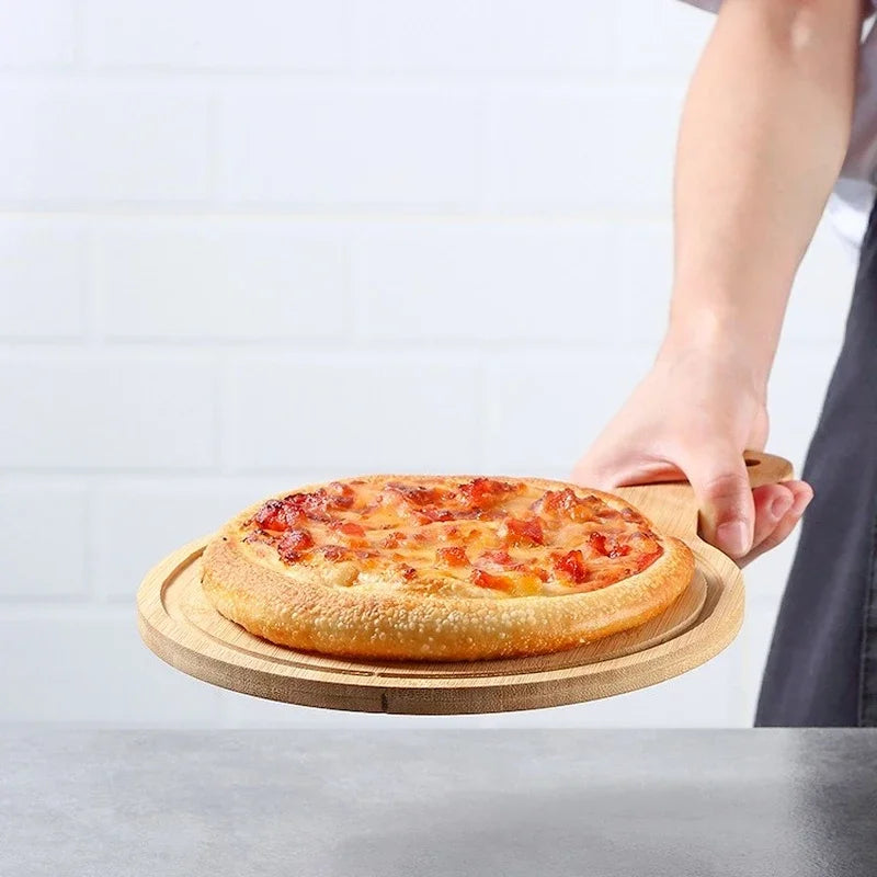 Kitchen Cutting Board, Solid Wood, with Handle, Can Hang, Food Board, for Pizza, Bread, Fruit, New Round Wooden