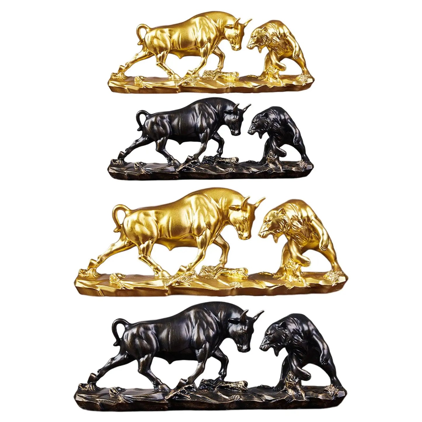 Bull Figurine Lifelike Fine Workmanship Collection Bear and Bull Statue Cattle Sculptures for Shelves Desk Office Bookcase Shelf