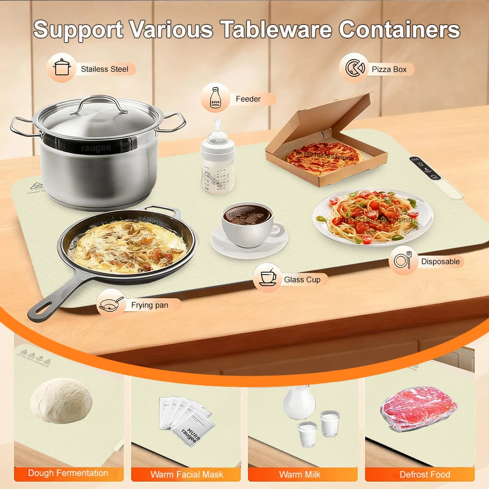 Food Warmer Electric Warming Plate Foldable Food Warmer Tray Fast Heating Electric Food Warming Mat Portable Food Warming Pad