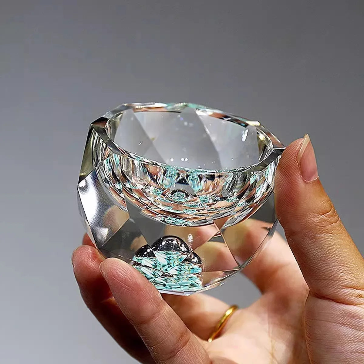 50ml Luxury Crystal Glass Vodka Shot Glass Sake Teacup Glass Bar Liqueur Double Bottom Gold Foil Glass Tea Cup