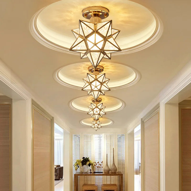 Lamps for Living Room Decor Five-pointed chandelier Modern Balcony Corridor Porch Fashion Network Red Star  Ceiling Light