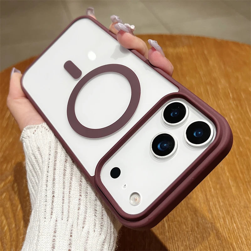 Luxury For Magsafe Magnetic Wireless Charge Case For iPhone 17Air 11 12 13 14 15 16 17 Pro Max Plus Transparent Hard Back Cover