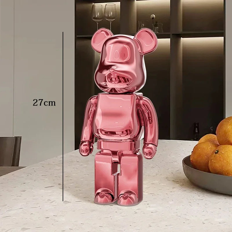 27cm Graffiti Bear Statue Paint Block Bear Decor Resin Desktop Ornaments Home Decoration Living Room Bear Floor Sculpture Gifts