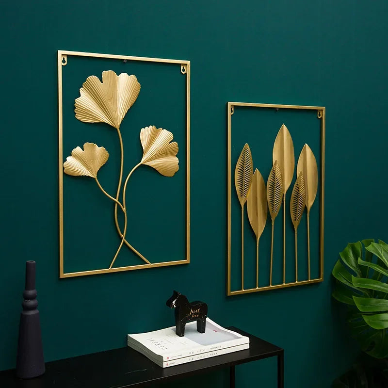 Wall Hanging Decoration Ornament Modern Light Luxury Wrought Iron Crafts Pendant Art Aesthetic Living Room Hotel Shop Decor