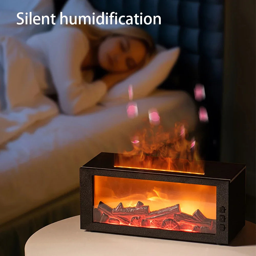 Essential Oils Humidifier with LED Light 4In1 Fireplace Air Humidifier Type C Rechargeable Aroma Diffuser for Home Creative Gift