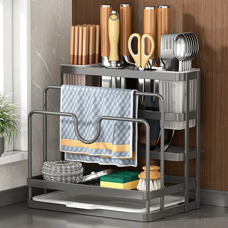 Kitchen knife holder, chopstick cage, storage rack, household multifunctional countertop, cutting board rack, vegetable board