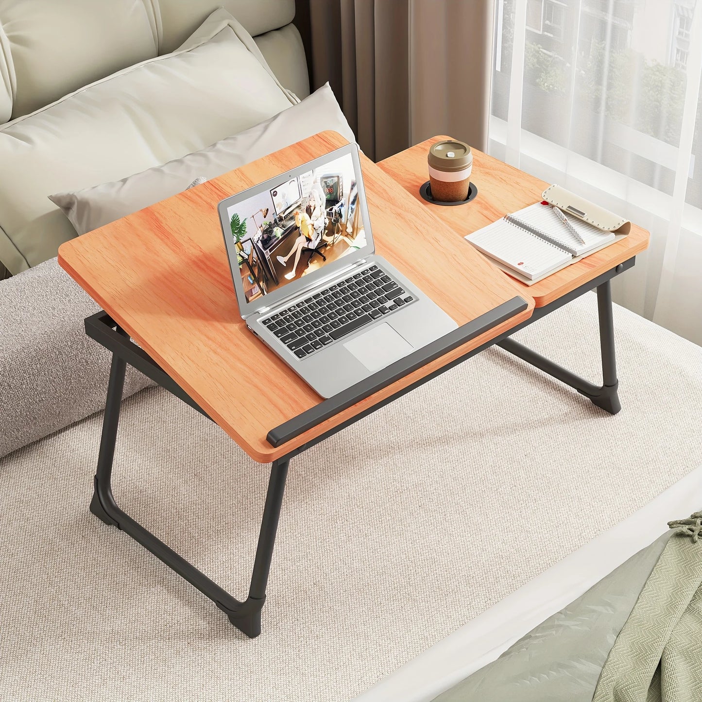 Tray table, notebook computer and writing table, dining table and notebook computer bed support