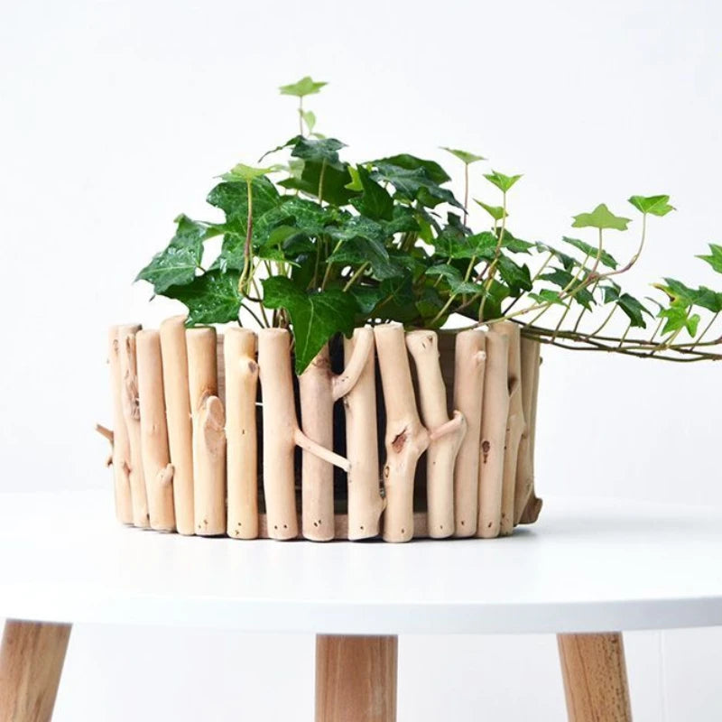 Wood Modern Decorative Vases Creative Simple Living Room Decoration Half Wall Hanging Flower Vases Interior Room Decorations