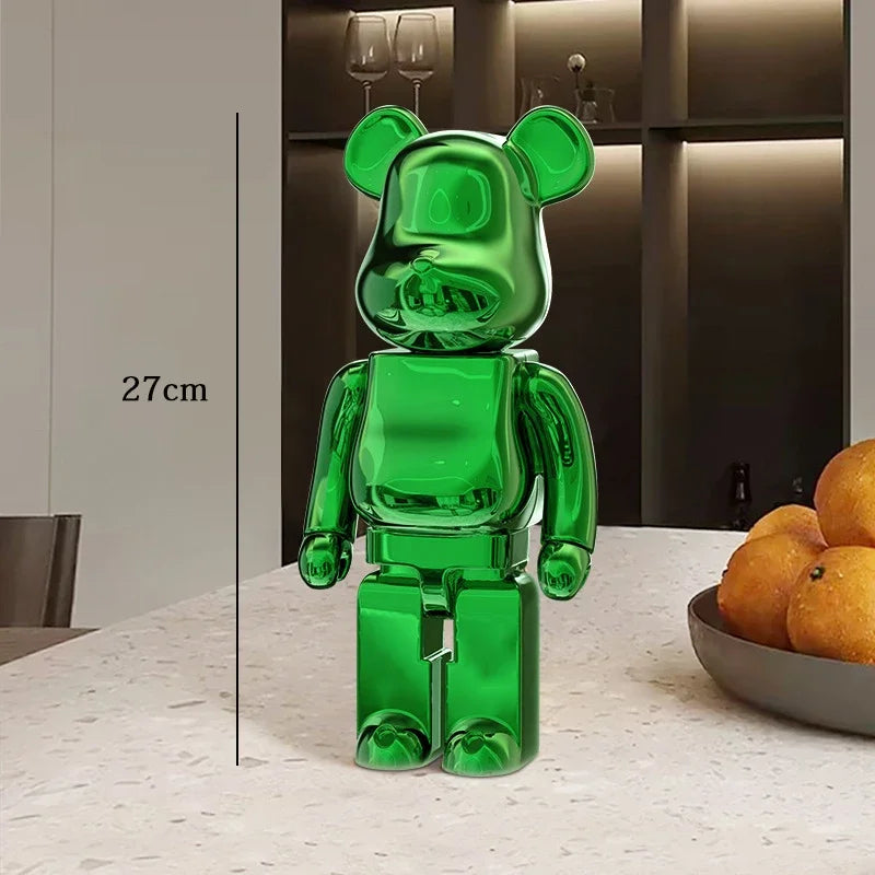 27cm Graffiti Bear Statue Paint Block Bear Decor Resin Desktop Ornaments Home Decoration Living Room Bear Floor Sculpture Gifts