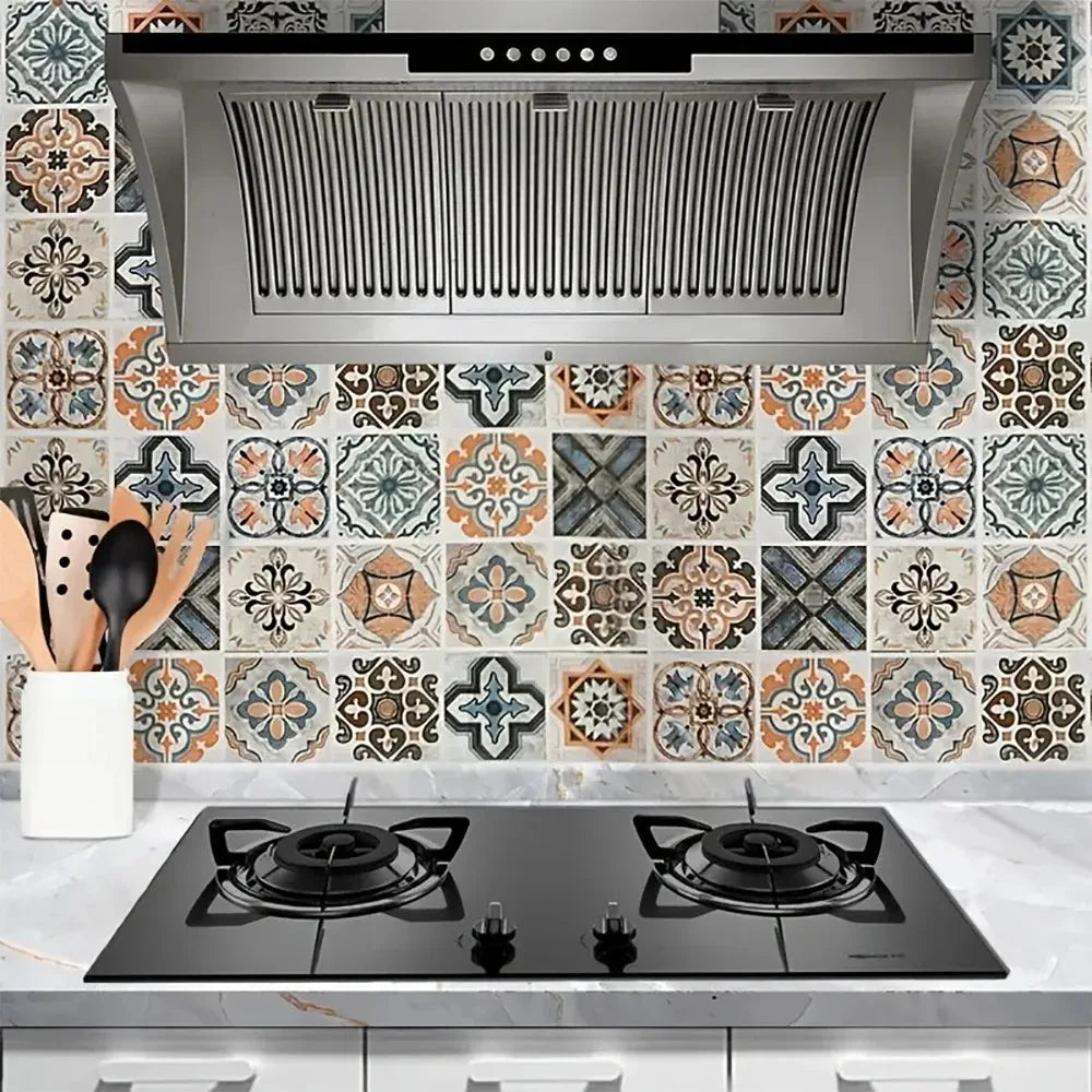 40cm PVC Waterproof Wall Stickers Bathroom Self Adhesive Wallpaper Kitchen Oil-proof Cabinet Renovation European Style 3D Home