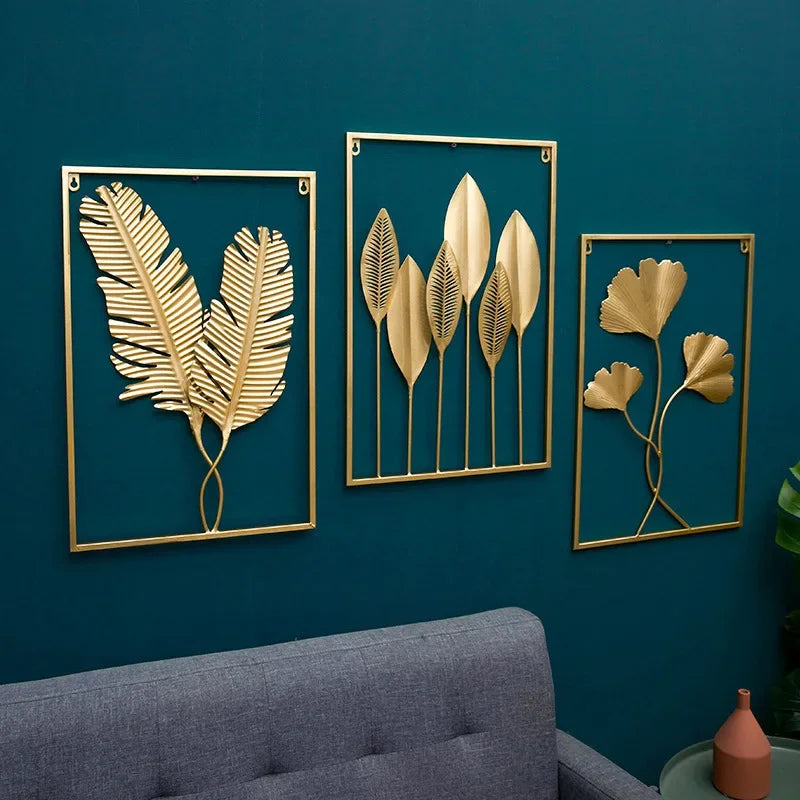Wall Hanging Decoration Ornament Modern Light Luxury Wrought Iron Crafts Pendant Art Aesthetic Living Room Hotel Shop Decor