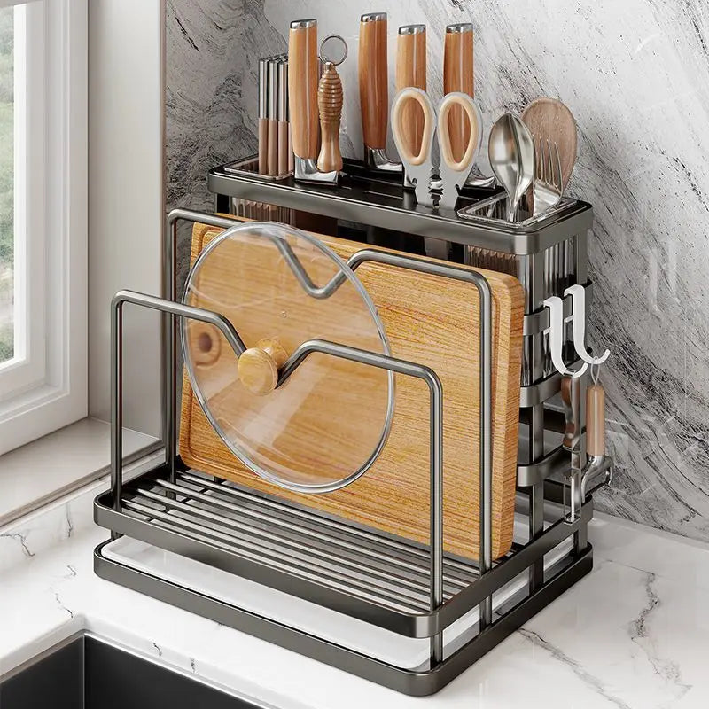 Kitchen knife holder, chopstick cage, storage rack, household multifunctional countertop, cutting board rack, vegetable board