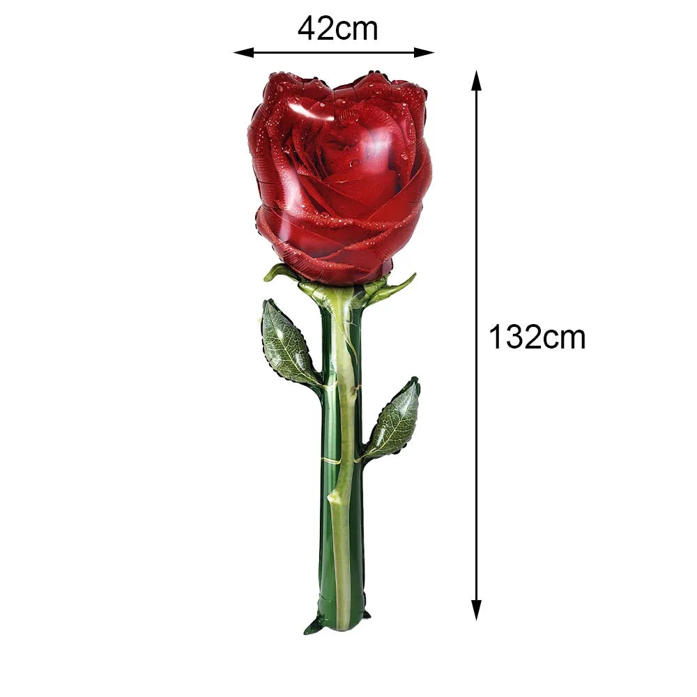 Valentine's Day I Love You Roses Red Lips Aluminum Foil Balloons Set Decoration For Couple Theme Festival Decoration Supplies