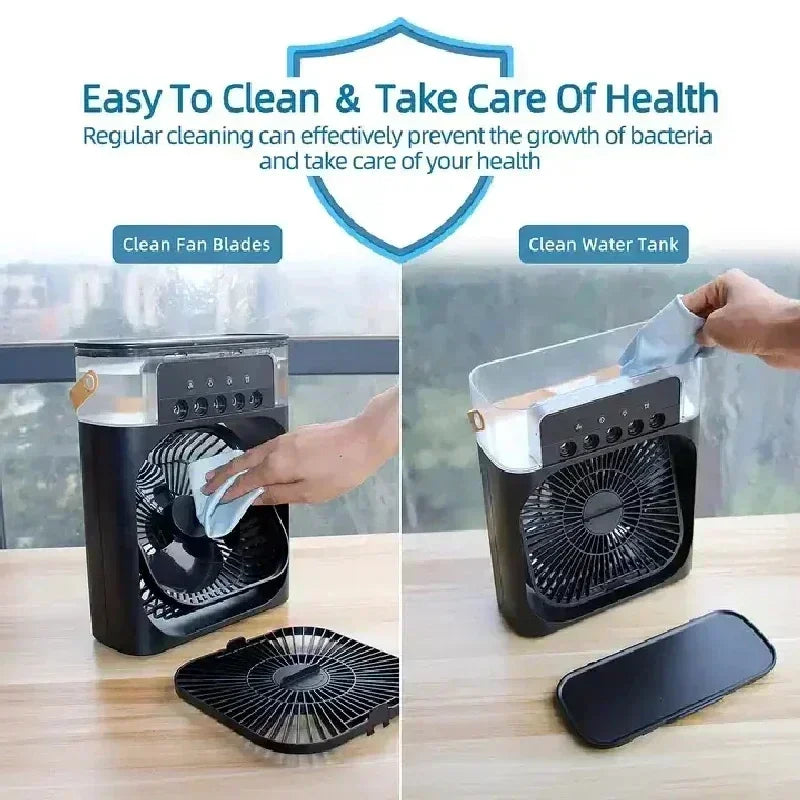 Home - Friendly Portable Fan Air Conditioner: 3 - in - 1 Design with Humidifier USB Electric LED Night Light