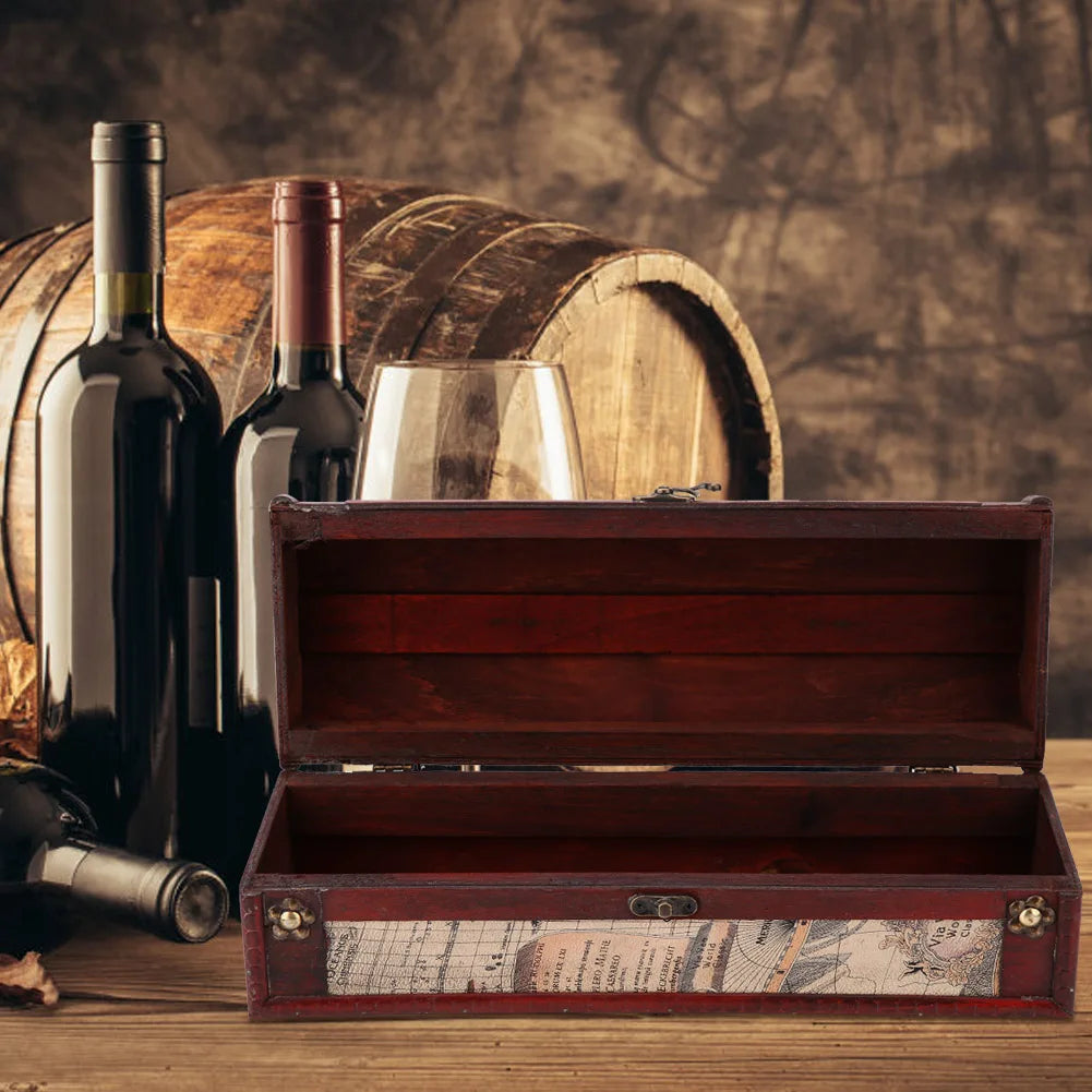 Wooden Wine Storage Box Vintage Wooden Red Wine Champagne Single Bottle Packing Storage Box Wedding Birthday Gift