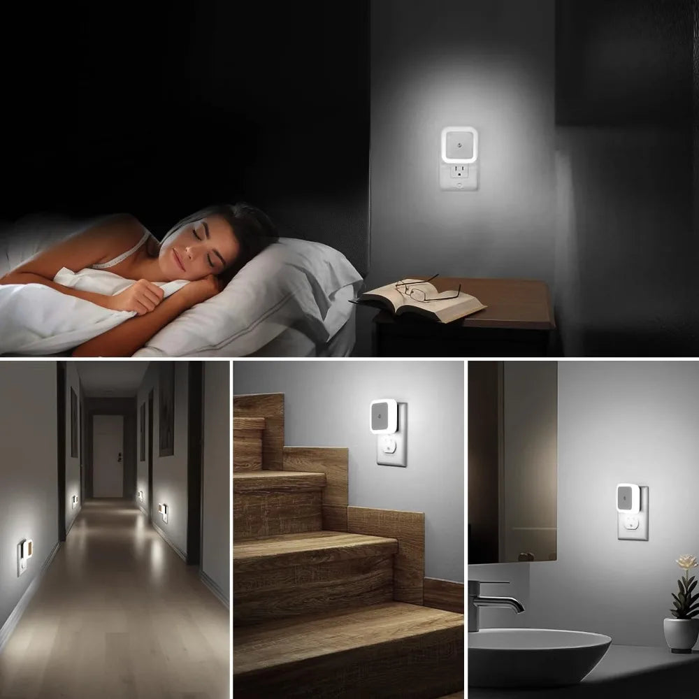 LED Night Lights Plug Into Wall Dusk To Dawn Light Sensor Night Light for Adults Kids Room Bedroom Bathroom Hallway Kitchen
