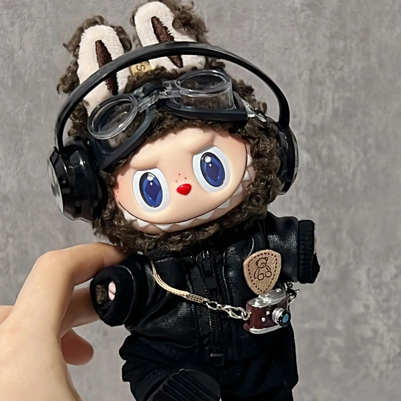Labubu Baby Clothes Are Cool and Trendyy Earphones Leather Jacket Top Suit First, Second and Third Generation Labubu Clothes Enamel Doll Wear