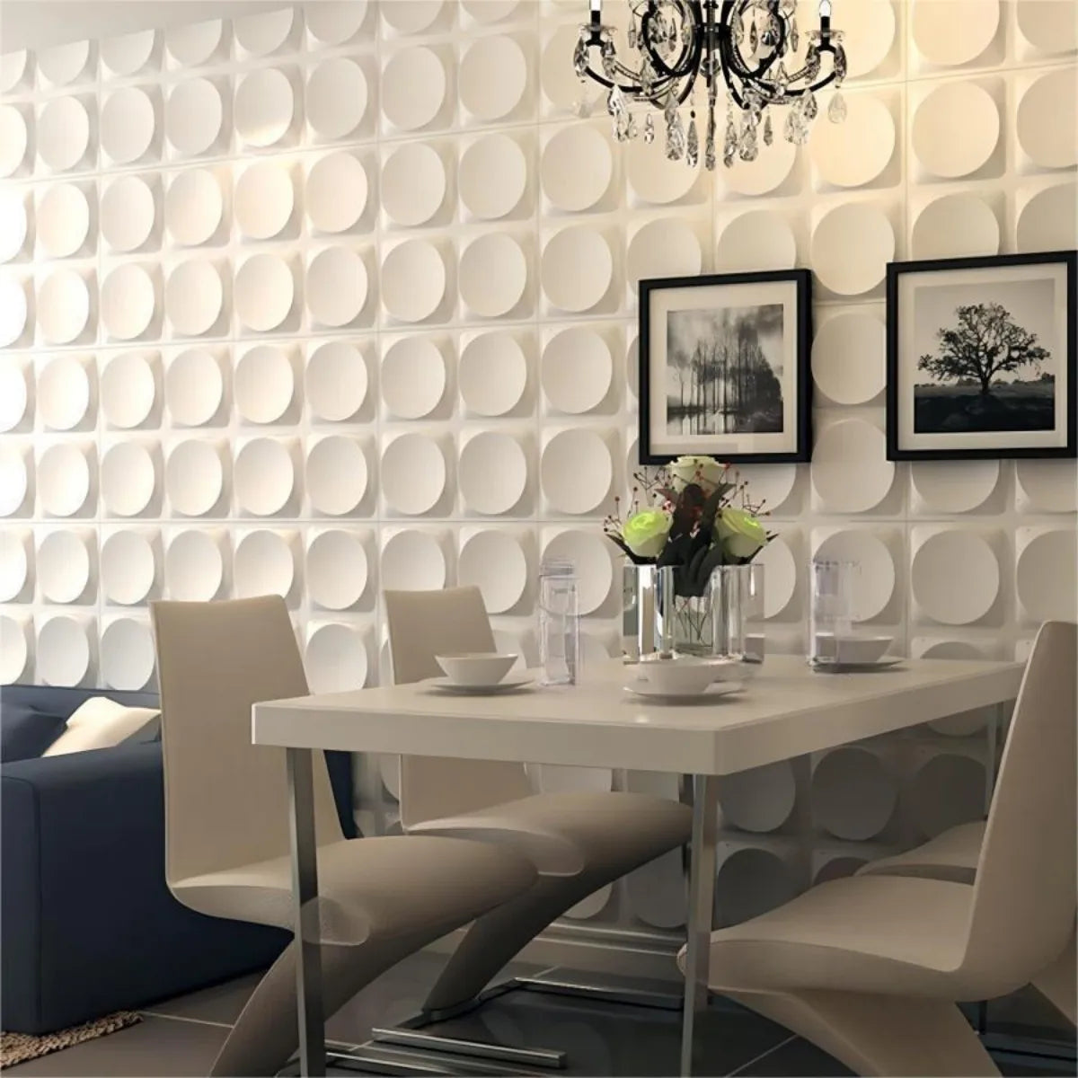 12/20/30pcs 3D pvc wall panels for indoor wall decoration, for living room hall bedroom hotel office,including tape