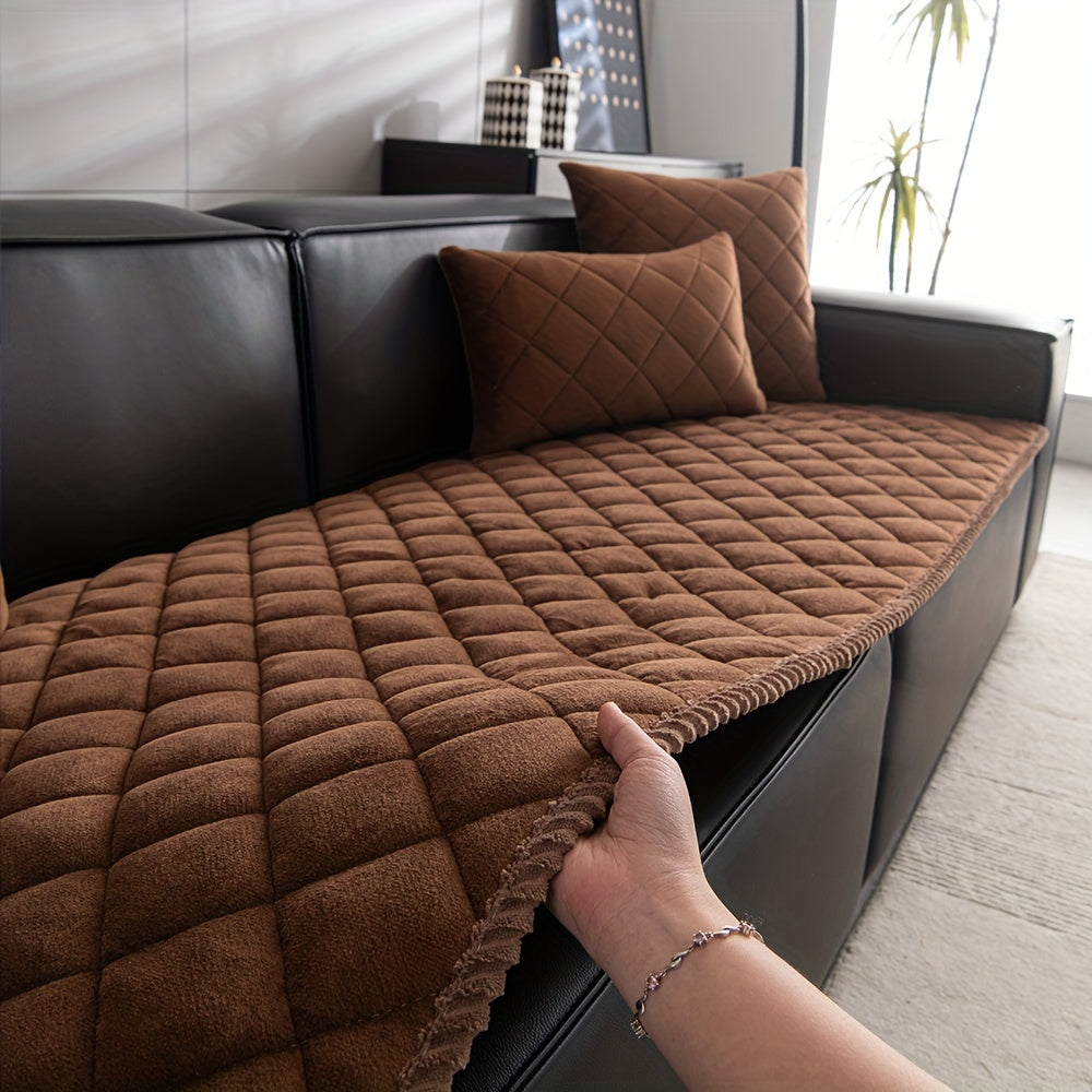1pc Premium Thickened Sofa Slipcover - Non-Slip, Warm, Soft, and Stain-Resistant Furniture Protector for Bedroom, Office, Living Room, and Home Decor - Easy to Clean, Machine Washable, and Perfect for Pet Owners and Families