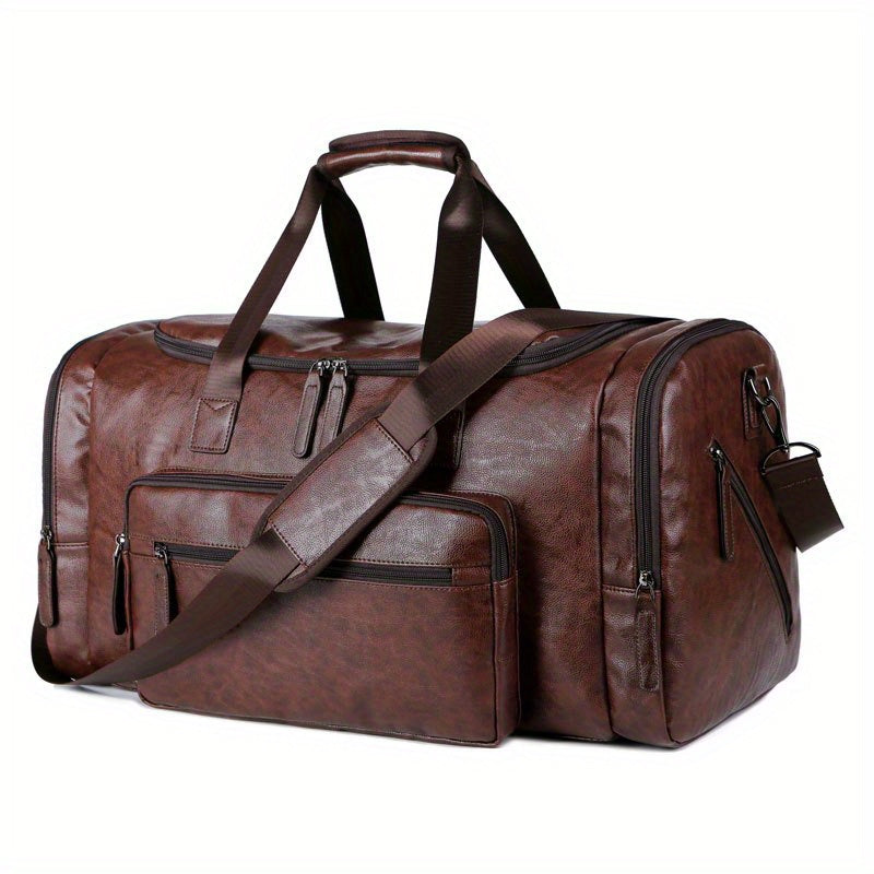 [Genuine Travel Duffel] Durable & Stylish Men's Genuine Travel Duffel Bag - Adjustable Shoulder Straps, Multiple Compartments, Secure Zipper Closure (Black), Luggage for Travel, Weekends, Trips & Daily Use
